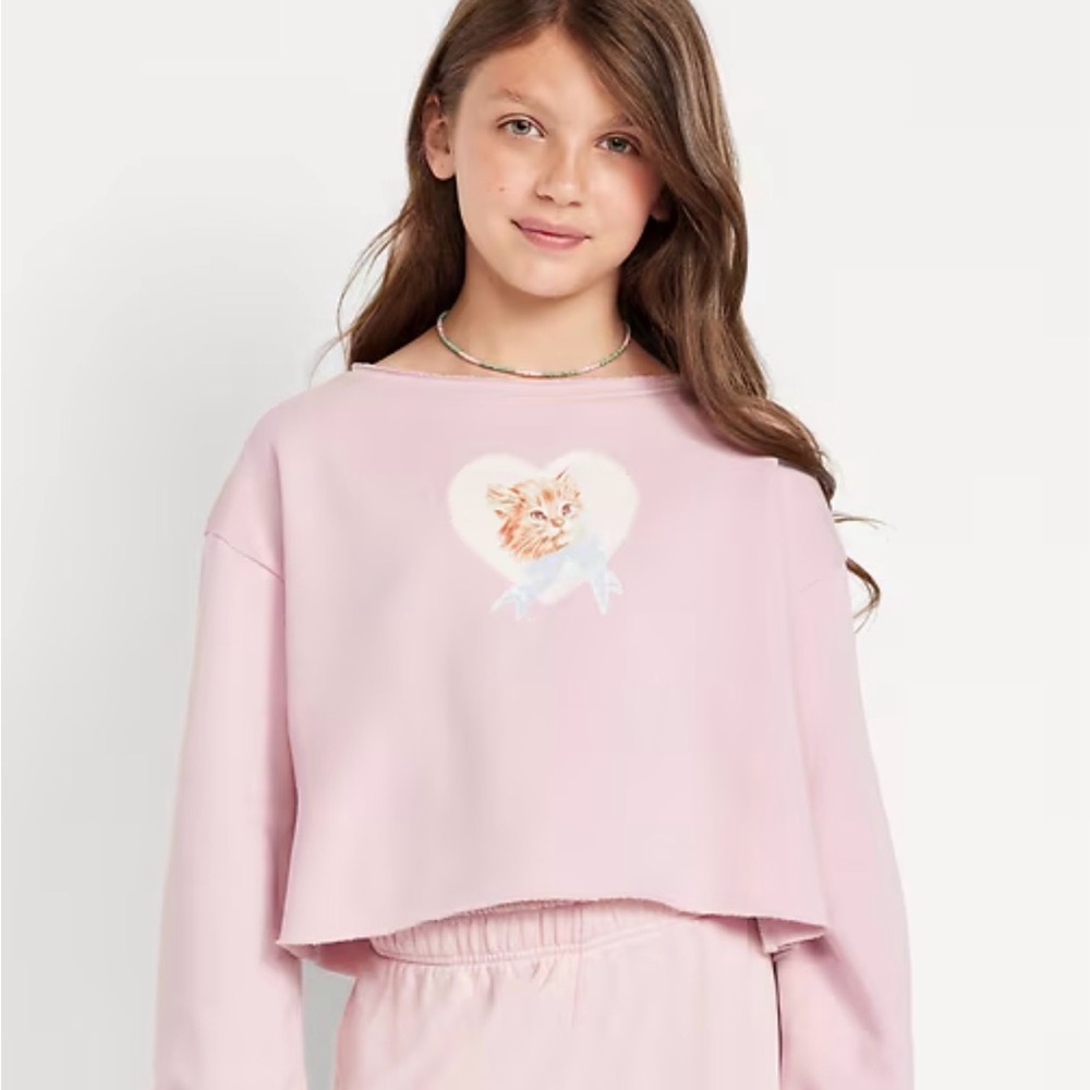 Old Navy Pink Heart Valentines Fleece Sweatshirt